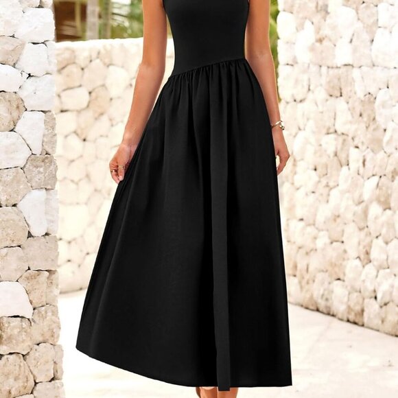 Women's Maxi Sundress Casual Summer Tank Patchwork Flowy Dress - Picture 5 of 8